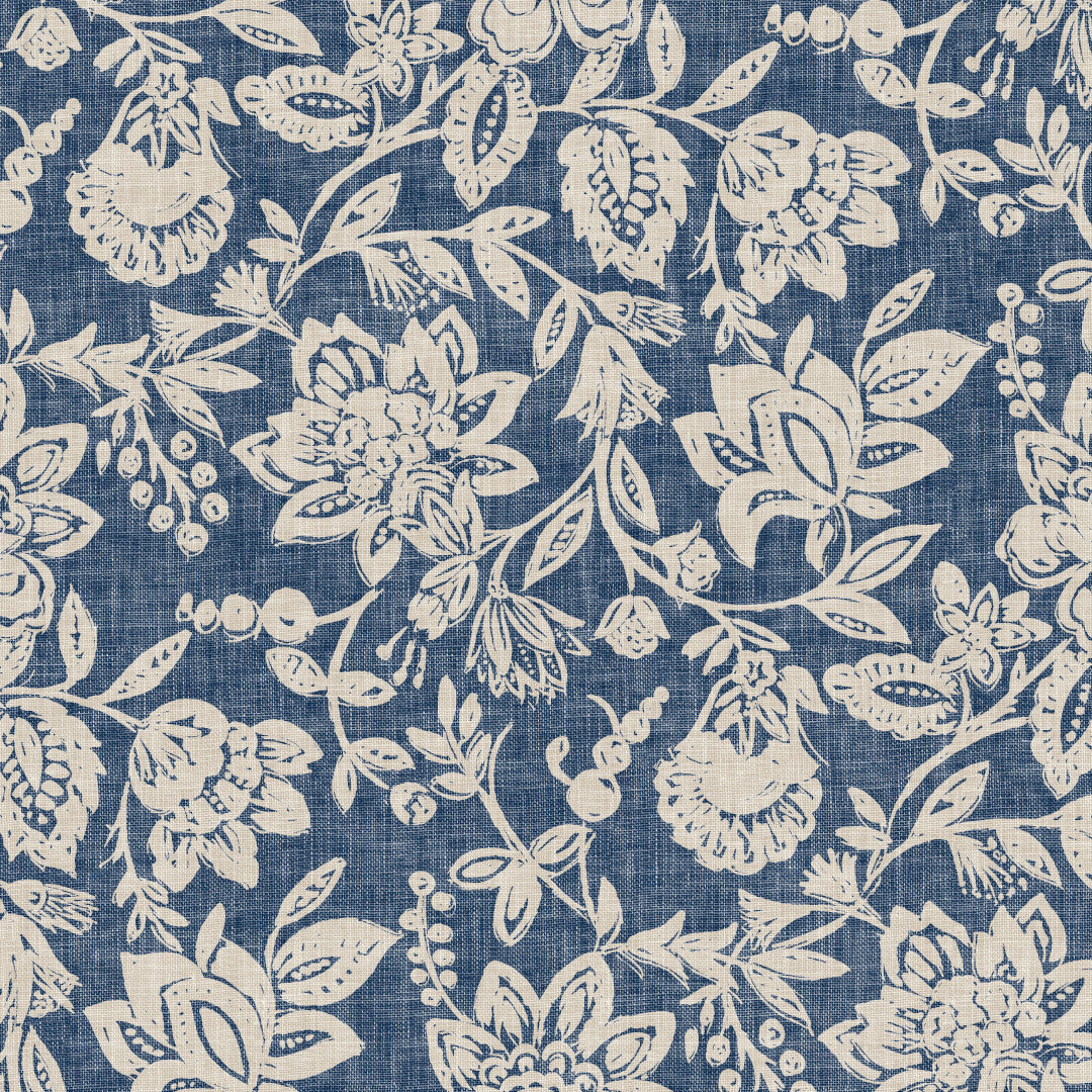 Florena Blue – Extra kraftig vaxduk med textillook, mönster