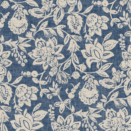 Florena Blue – Extra kraftig vaxduk med textillook, mönster
