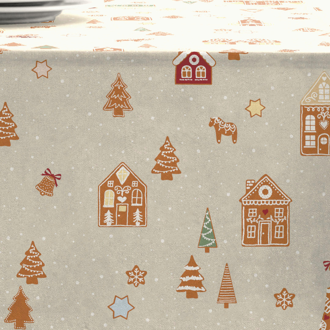 Gingerbread julduk - Södahl textilvaxduk i 100 % bomull med glidskydd, mönster