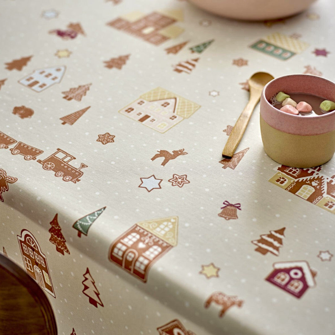 Gingerbread julduk - Södahl textilvaxduk i 100 % bomull med glidskydd, bord