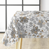 Gloriette - Vaxduk med blommor i grått och sand, hörn