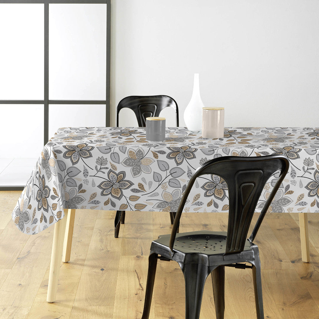 Gloriette - Vaxduk med blommor i grått och sand, miljö