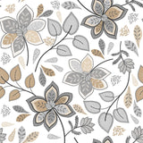 Gloriette - Vaxduk med blommor i grått och sand, mönster