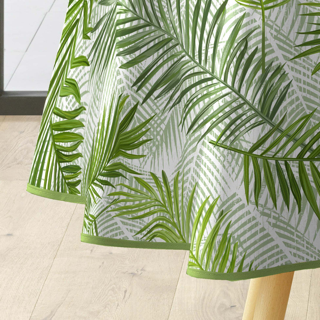 Green Feuilles – rund vaxduk Ø 155 cm kant
