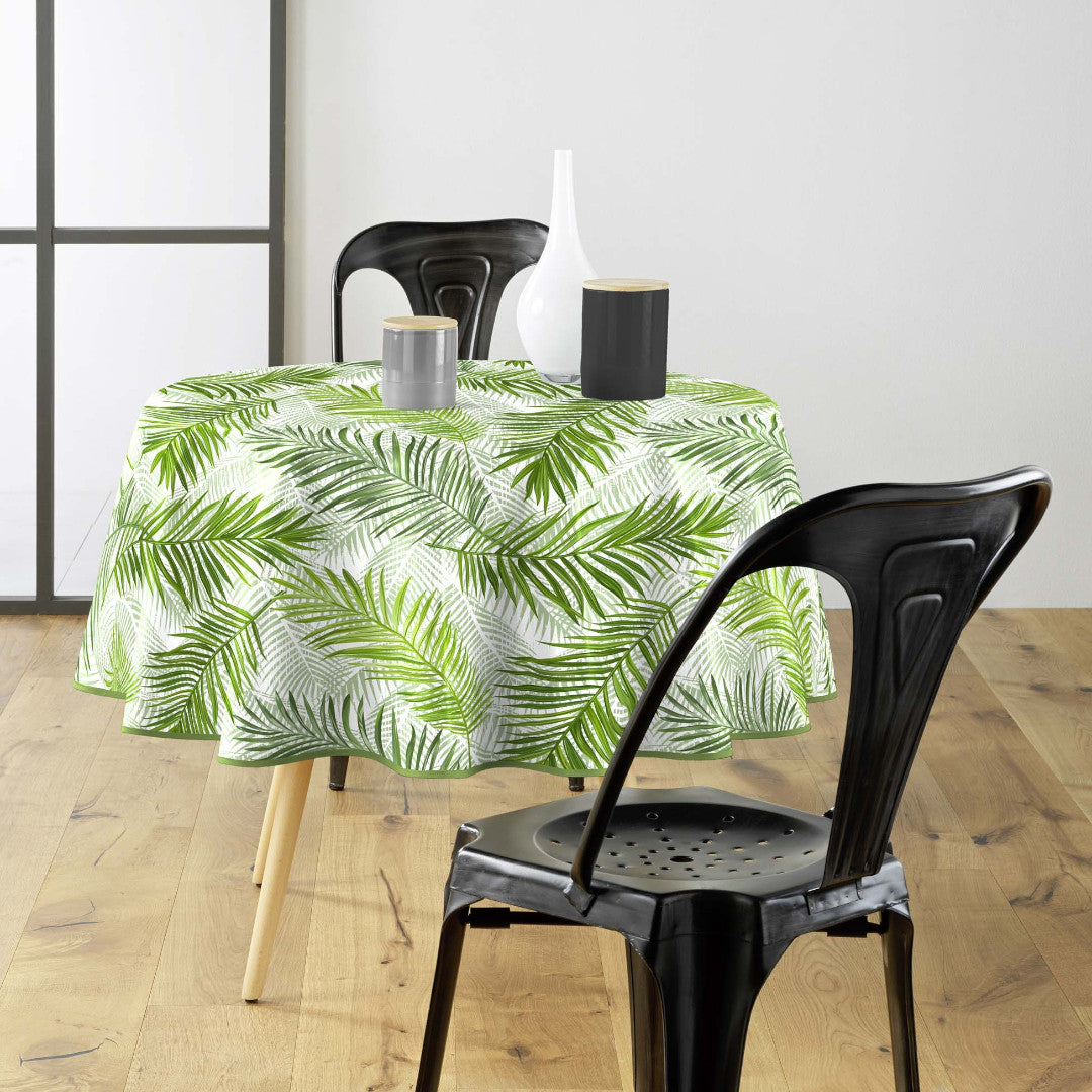 Green Feuilles – rund vaxduk Ø 155 cm miljö