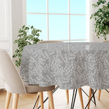 Hessian Leaf Grå – Rund lätt präglad vaxduk med bladmönster, miljö