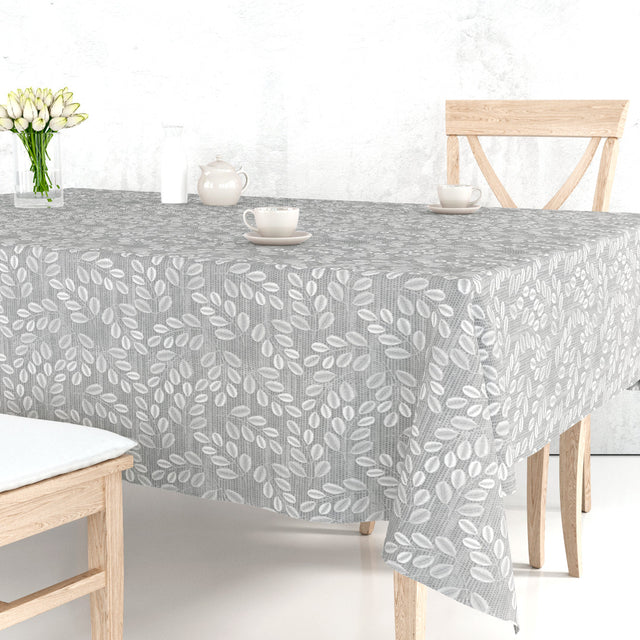 Hessian Leaf Grå – Lätt präglad vaxduk med bladmönster