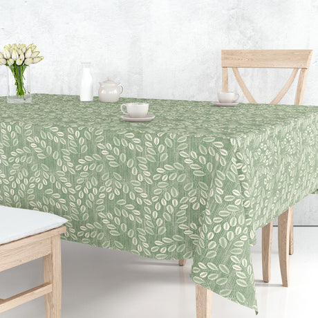 Hessian Leaf Grön – Lätt präglad vaxduk med bladmönster
