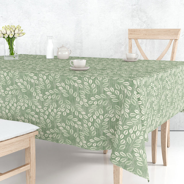 Hessian Leaf Grön – Lätt präglad vaxduk med bladmönster