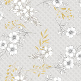 Hortense - Vaxduk med blommor i gyllene och neutrala toner
