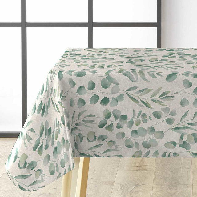 Jodie – Vaxduk med slät linnelook och grönt bladmönster