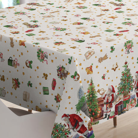 Julmys med Tomten – Julvaxduk med klassiska motiv, hörn