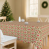 Julekrans – Jultextilvaxduk med kottar, röda band och linnelook, miljö