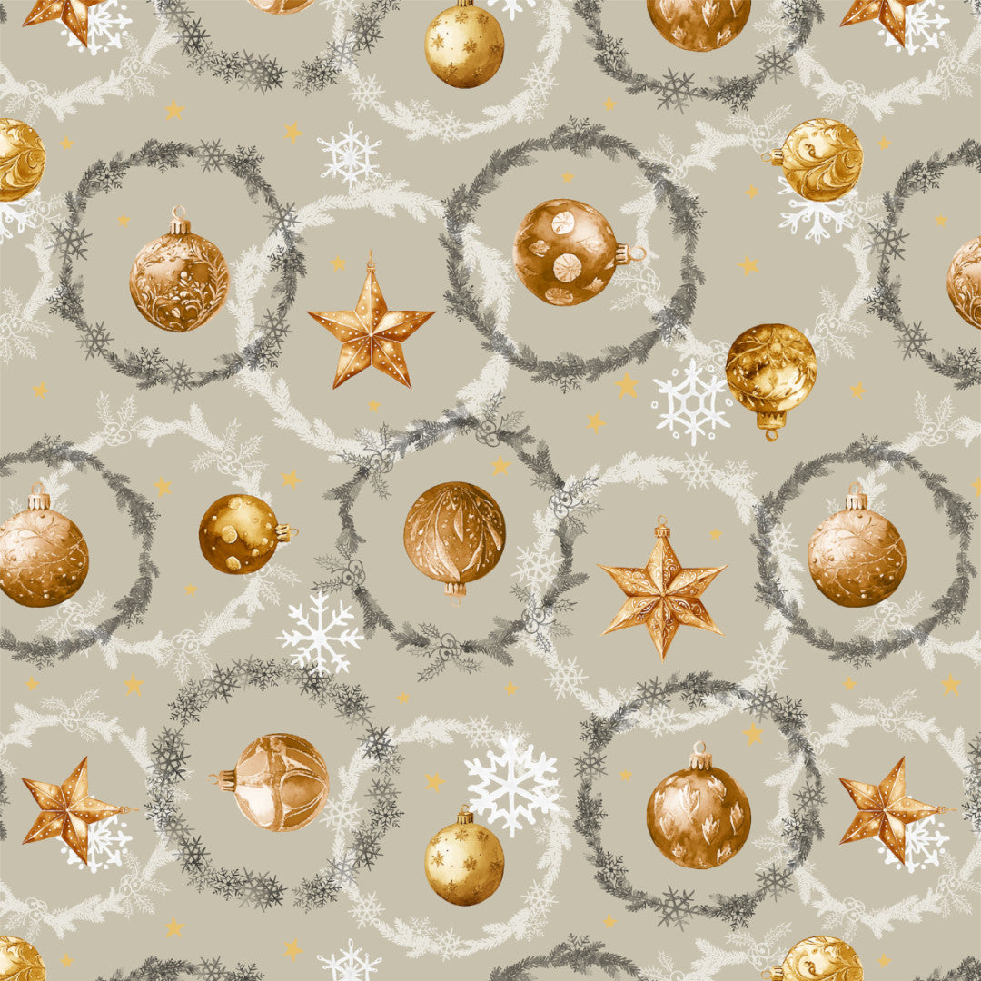 Julkulor & Kransar – Beige julvaxduk, mönster