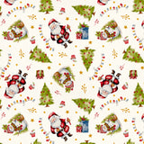 Jultomte & Snögubbe – Jultextilvaxduk med klassisk julstämning, mönster