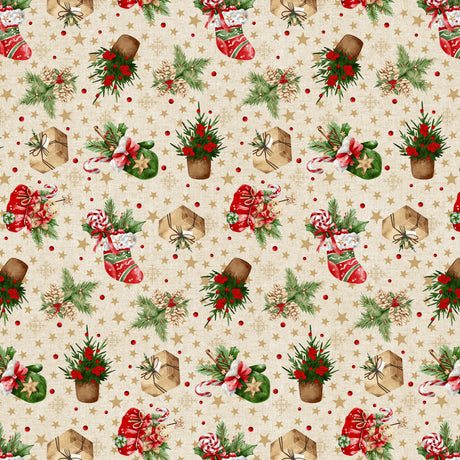 Julstrumpor & Klappar – Jultextilvaxduk med klassiska motiv, motiv