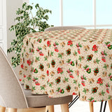 Julstrumpor & Klappar – Rund jultextilvaxduk med klassiska motiv