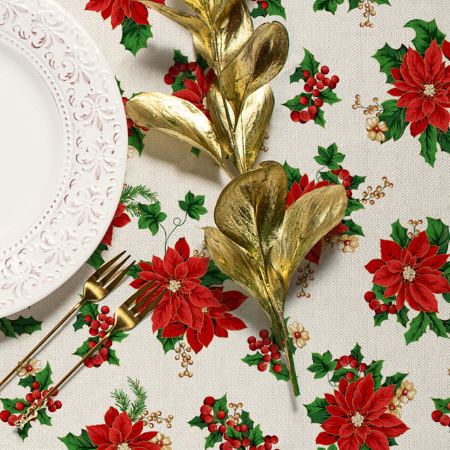 Julstjärna & Murgröna – Klassisk jultextilvaxduk