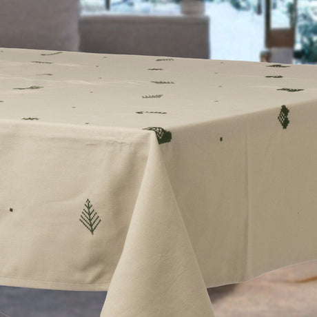 Julia Grön - Broderad julduk, 100 % bomull - 140 x 270 cm, hörn