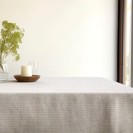 Lam Lino – Jacquardvävd textilvaxduk med ränder i linnelook, 160 cm, miljö 1