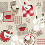 Lantkök – Vaxduk med höns och köksmotiv