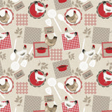 Lantkök – Vaxduk med höns och köksmotiv, mönster