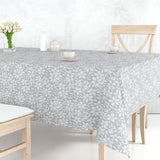 Linen Leaf Grå – Lätt präglad vaxduk med bladmönster