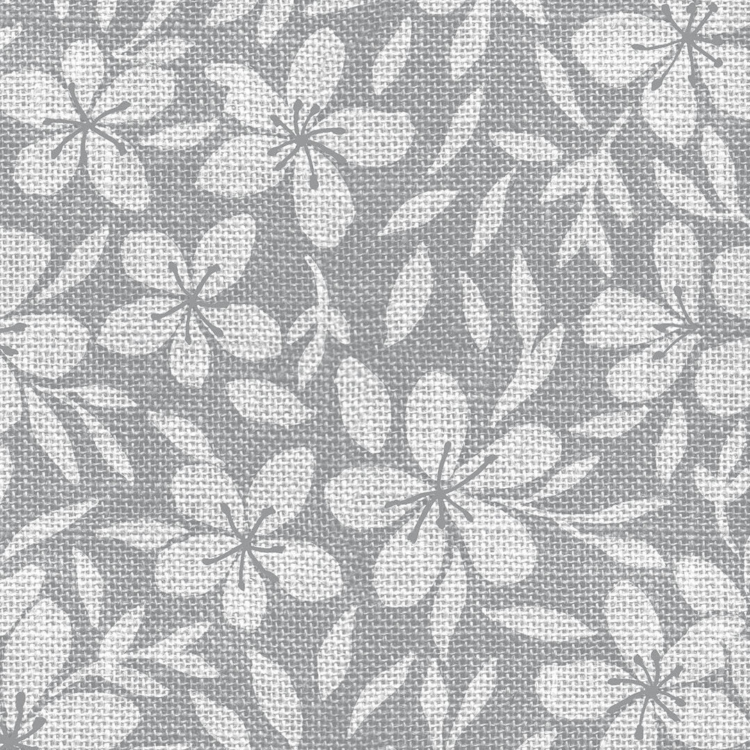 Linen Leaf Grå – Lätt präglad vaxduk med bladmönster, närbild