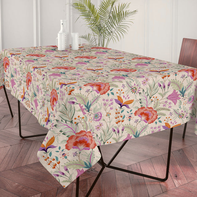 Lino Fiora – Textilvaxduk med blommor i elegant linnelook