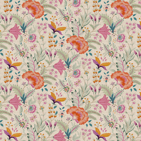 Lino Fiora – Textilvaxduk med blommor i elegant linnelook, mönster