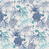 Lino Mare – Textilvaxduk med maritimt korallmotiv i linnelook, mönster