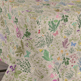 Lino Meadow – Textilvaxduk i linnelook med blommor och naturmotiv, 160 cm, hörn
