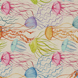 Lino Medusa – Textilvaxduk med färgglada maneter i linnelook, 160 cm, mönster