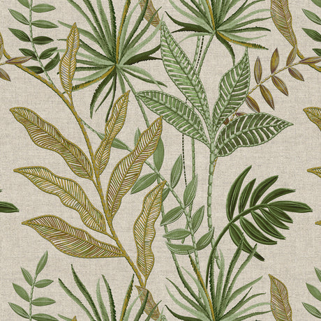 Lino Verdea – Textilvaxduk med botaniskt mönster, 160 cm bred, mönster