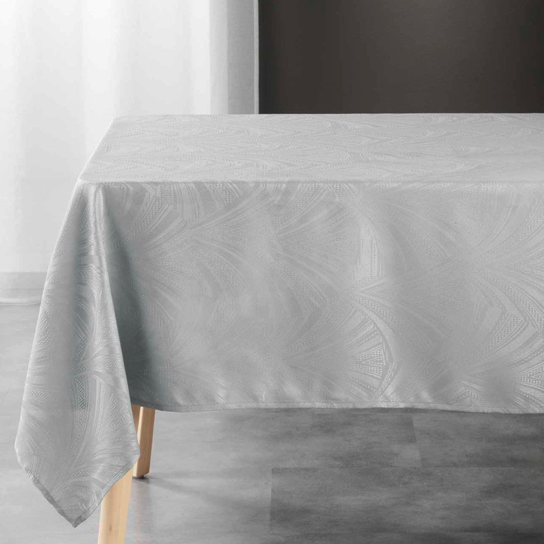 Lolly Grey – Damastduk med grafiskt vävt mönster – 140 x 240 cm