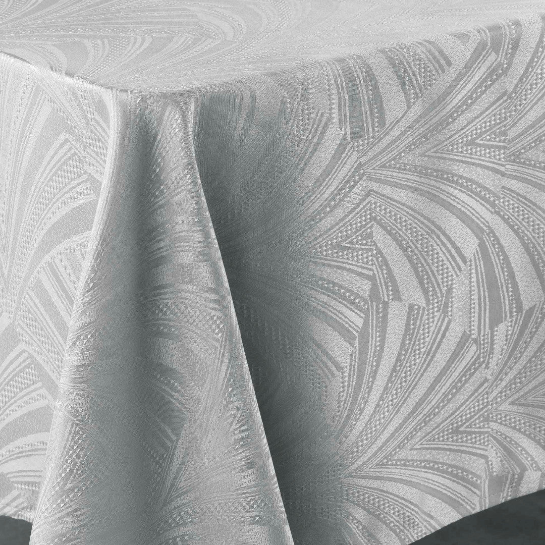 Lolly Grey – Damastduk med grafiskt vävt mönster – 140 x 240 cm, hörn