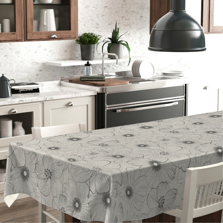 Mare Grå – Vaxduk med blommor och linnelook, miljö