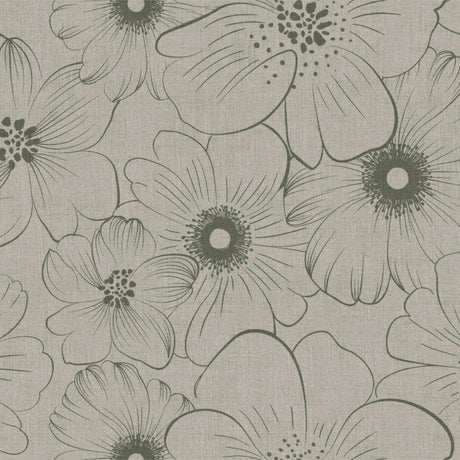 Mare Grå – Vaxduk med blommor och linnelook, mönster