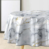 Marquina – Rund vaxduk Ø 155 cm med marmormönster och metallic