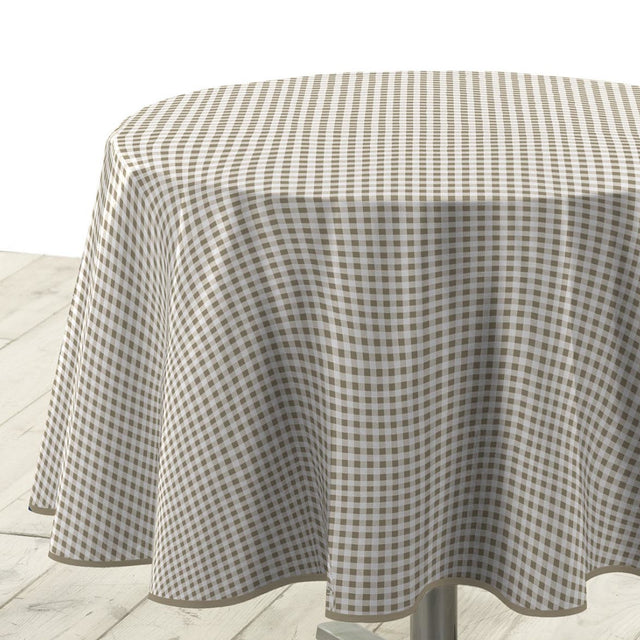 Mini Vichy Naturel – Rund vaxduk med rutor Ø 155 cm