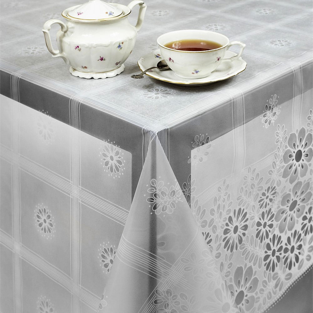 Modern Blomma – Transparent vaxduk med tryck