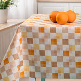 Mosaic Apricot – Vaxduk med rutor och textillook, hörn