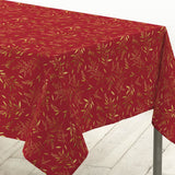 Naelle Röd/Guld - Julduk med gyllene blad, 140 x 240 cm, hörn