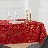 Naelle Röd/Guld - Julduk med gyllene blad, 140 x 240 cm, miljöbild