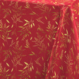 Naelle Röd/Guld - Julduk med gyllene blad, 140 x 240 cm, mönster