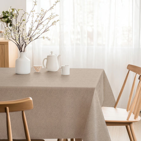 Nagore Beige – textilvaxduk med klassiskt fiskbensmönster hörn
