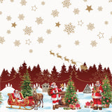 Nisseby – Vit julvaxduk med tomten och vinterlandskap, mönster