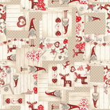 Nissehjerte – Jultextilvaxduk i nordiskt julpatchwork, mönster