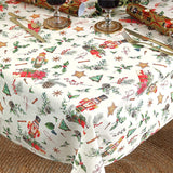 Nötknäppare och Gåvor - jultextilvaxduk med klassiska motiv, hörn