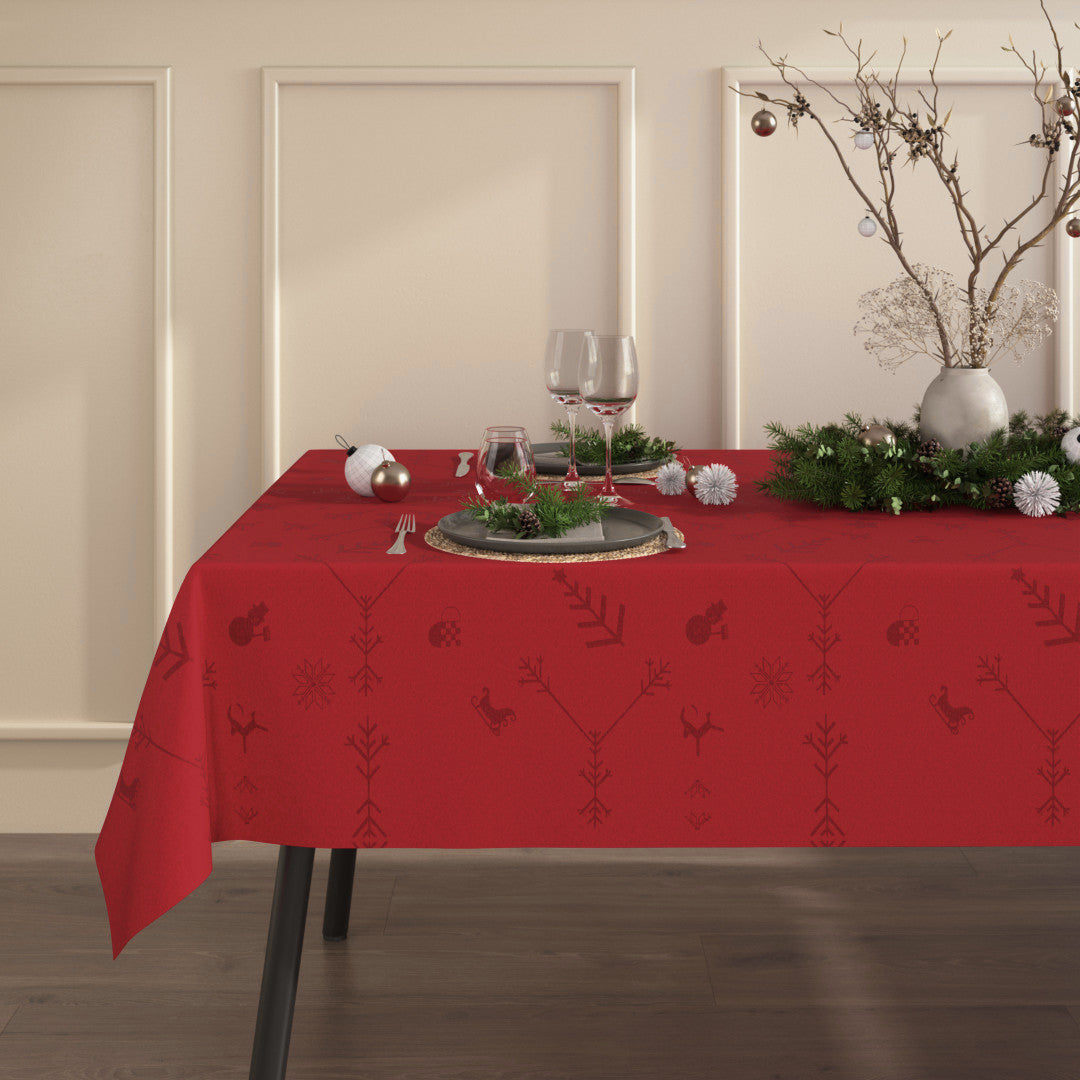 Engholm Noel damastvävd julduk, röd - 150 x 220 cm